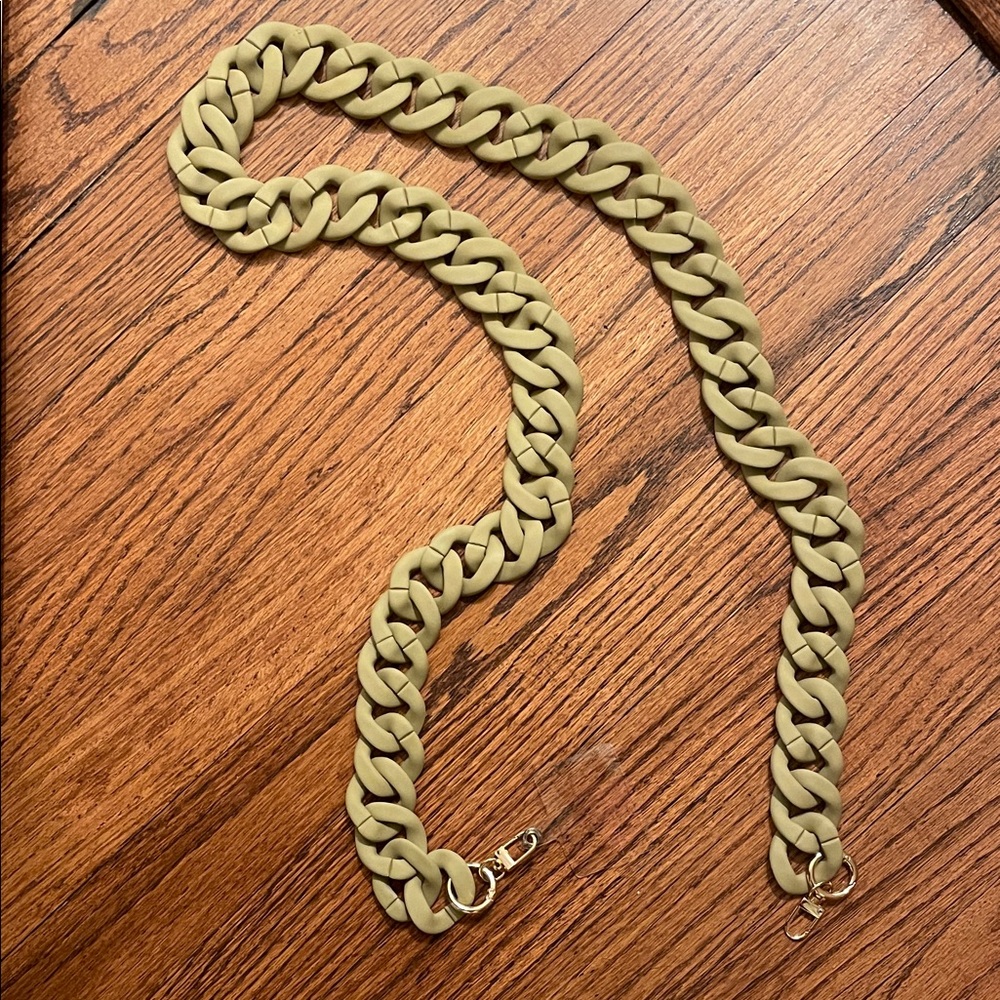 Chunky Tan Chain Strap with gold clasps for wearing your phone cross body. 45”L